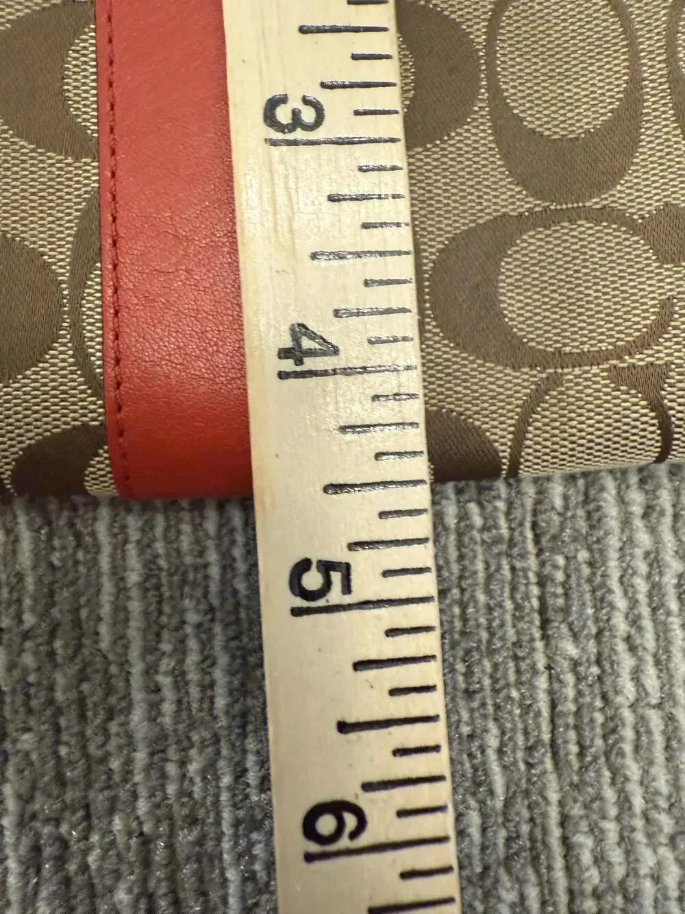 Coach Wristlet Womens One Size Brown Red Signature Canvas Leather Zip Pouch